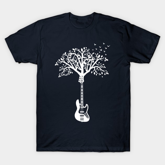 Bass Guitar Tree Dark Theme T-Shirt by nightsworthy
